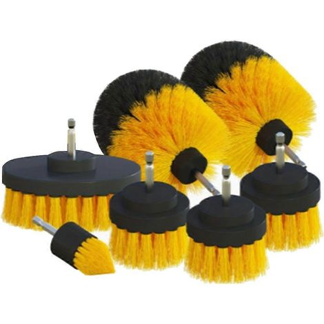 Kit de 7 brosses de nettoyage pour perceuse, comprenant un accessoire long et extensible, et un ensemble de brosses de nettoyage multi-usages. (1/5)