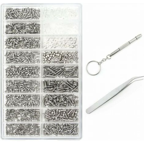 1000 Kits de Réparation de Lunettes à Vis Micro, avec un Brucs et un Tournevis, pour Lunettes, Lunettes de , Montres (1/5)