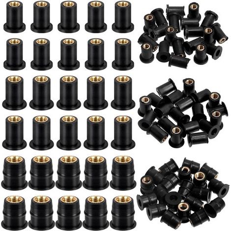 20 tuercas de goma negras M5, tuercas de montaje para motocicletas, ideales para el montaje en canoas y parabrisas (1/5)