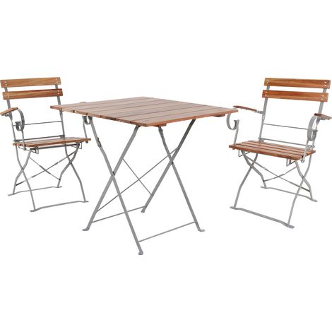 Biergarten Set klappbar 70x70cm + 2 Stk Klappstuhl mit Armlehne-MBG1004+2xMBG1001 (1/3)