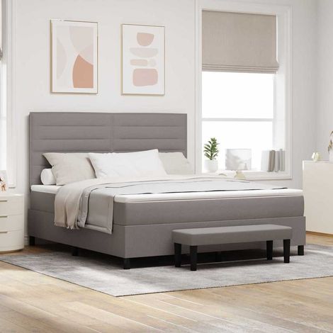 vidaXL Cama tipo Box Spring con cabecera Taupé 180 x 200 cm tela (1/5)