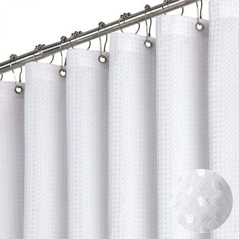 Heavyweight Fabric Shower Curtain, Luxury Bathroom Shower Curtain, 1.5m x 1.8m, White (1/4)