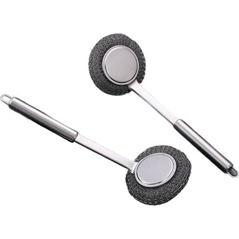 Effiziente Grillbürste – mit extra langen Edelstahlborsten, Spatel und hitzeisoliertem Griff – ideal für Gasgrills, Holzkohlegrills und Kugelgrills, 2er-Set