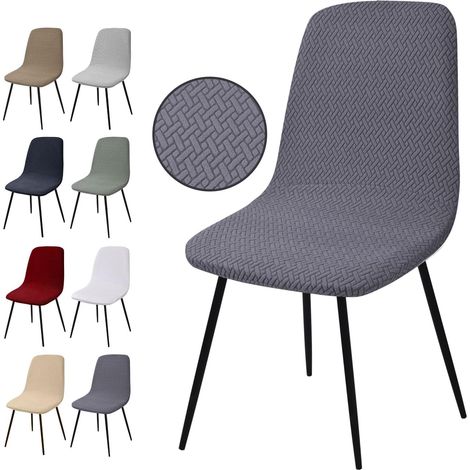 Housse de Chaise Extensible 4 Pièces - Revêtement Lavable en Jacquard pour Salle à Manger, Hôtel, Mariage et Décoration (Gris, Taille T) (1/5)