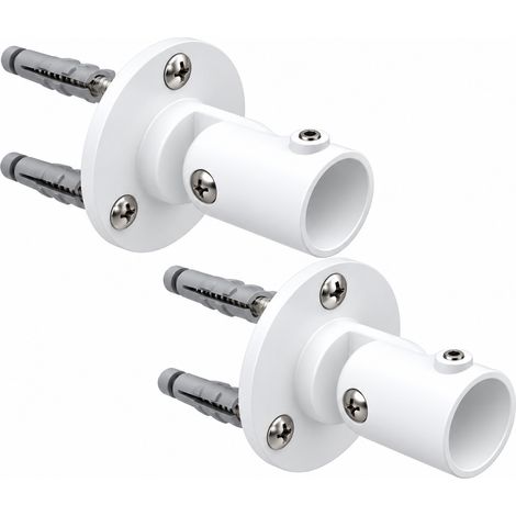 Lot de 2 Supports Orientables pour Barre à Rideaux Ø28 mm - Fixation Réglable Sous-Pente, Mur et Plafond Incliné - Aluminium Blanc - Supports de Tringle - (1/3)