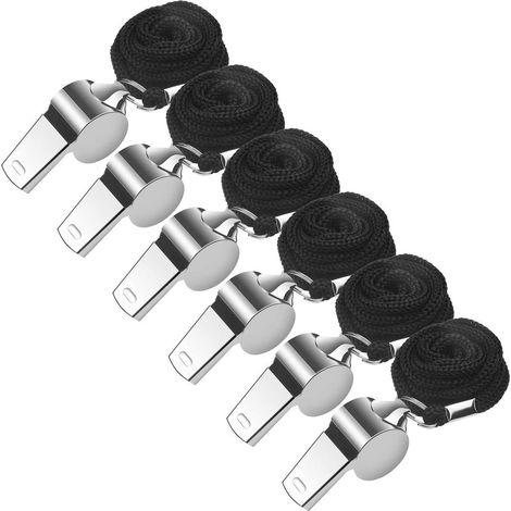 Lot 6 sifflets inox sport arbitre dressage canin cordon ajustable
