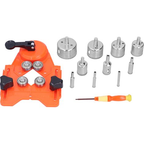 Set de scies cloches diamantées pour perçage de carrelage orange, forets creux avec guide de perçage pour céramique (1/5)