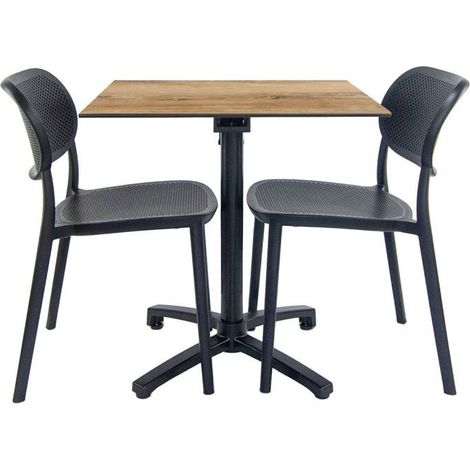 Table pliable bois vintage + 2 chaises pour terrasse (1/4)