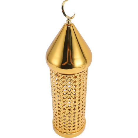 Lanterne à vent dorée artisanale en fer ajourée vintage pour déco mariage fête L 1 pièce (1/5)