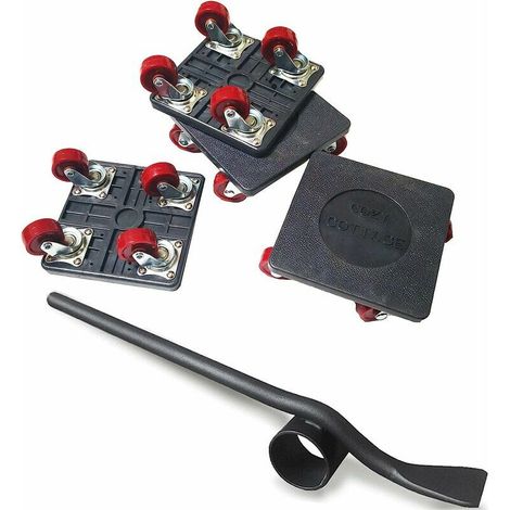 Green Mobility-5 pièces MonteMeubles Mover Jeu d'outils Curseur Heavy Duty Furniture Déplacer Roller, Dray Poids Lourds Mover, Lifter Appliance Floor Protector, 360 degrés Rotatif Pads Charge de 250kg (1/5)
