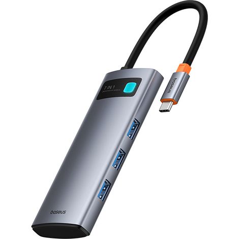 Adaptador HUB 7 en 1 Metal Gleam USB-C HDMI USB-A USB-C PD SD microSD - gris