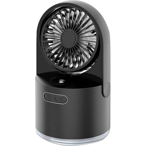 Mini-Tischventilator, tragbarer USB-Ventilator mit Kaltnebelfunktion, 3 einstellbaren Geschwindigkeitsstufen, 7-farbigem Nachtlicht für Zuhause, Büro, im Freien und auf Reisen (schwarz)