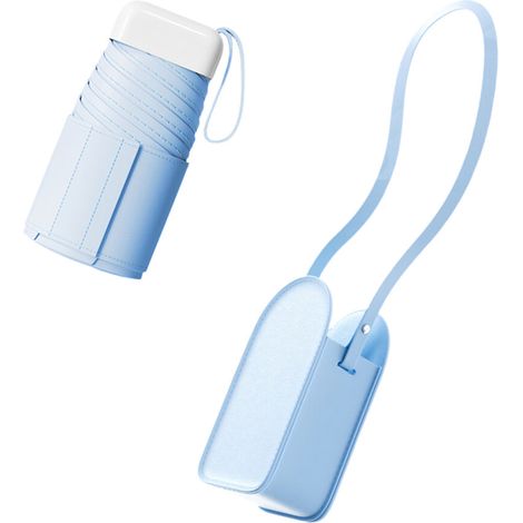 Paraguas práctico de acero negro para protección solar - Azul cielo