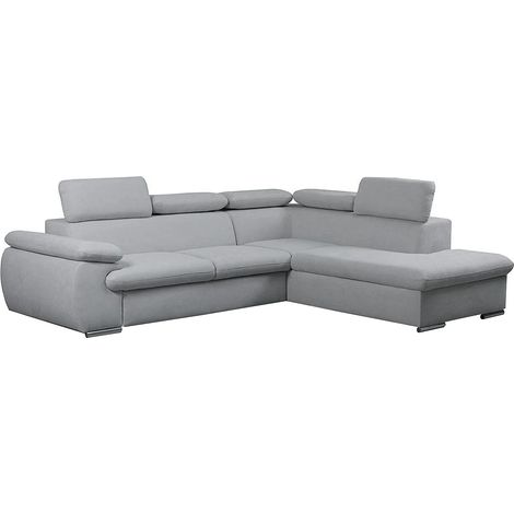 Divano letto angolare con contenitore in tessuto Grigio - Angolo a destra - FABIEN (1/5)