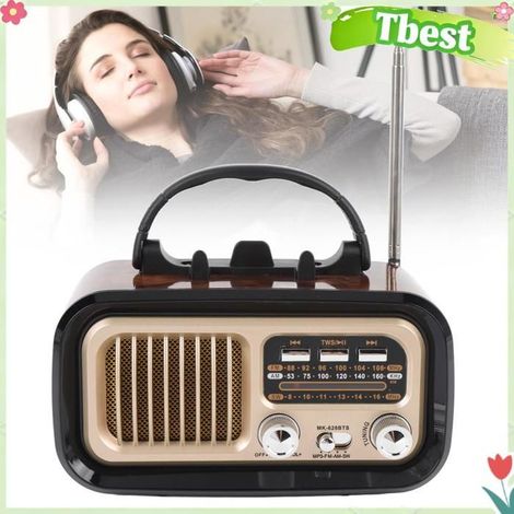 Radio - TBEST - HURRISE RETRO - FM - Haut-parleur intégré - USB rechargeable/piles D (1/5)