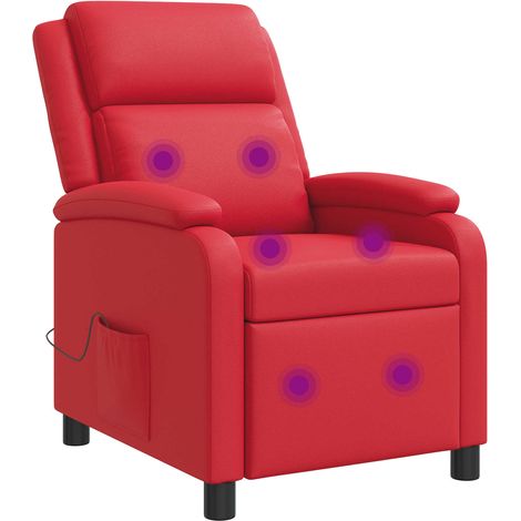 Massage Recliner Red Faux Leather vidaXL
