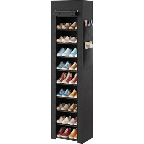 HOMCOM Scarpiera con Copertura Antipolvere, 45 x 30 x 175 cm, Nero (1/5)