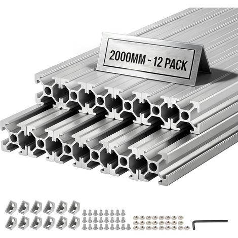 Bricoleurs et makers, montage facile avec profilé aluminium 2020, 12 barres à rainure en T de 2 m (1/5)
