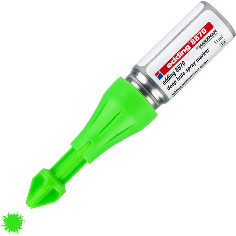 Edding – Marqueur spray vert fluo 50mm – Mécanisme de pompe breveté – Marquage non permanent pour zones difficiles d'accès – Blister de 1