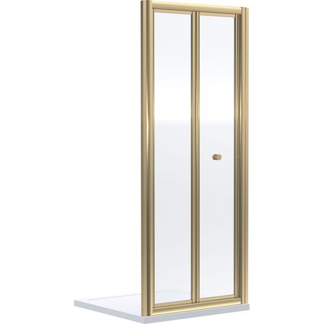 Ruwa 4mm Toughened Safety Glass Bi-Fold Shower Door - 1900 x 800mm - Brushed Brass - Balterley (1/2)