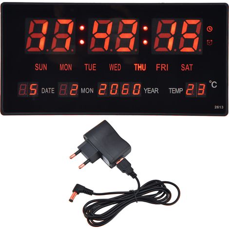 Digitale LED-Wanduhr – Schlichter Digitalkalender für Büro und Schlafzimmer – EU-Stecker 100–240 V (1/5)