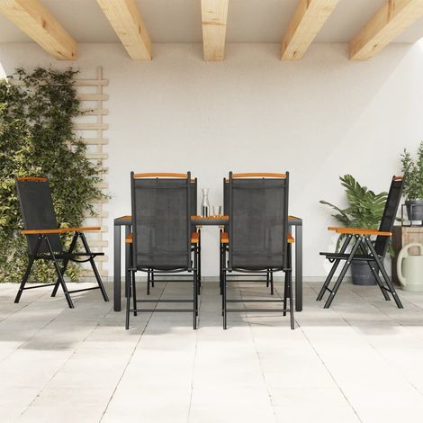 7 pcs Ensemble Table et Chaises de Jardin Contemporain  Ensemble Table à manger + 6 chaises noir et marron aluminium 36756 (1/5)