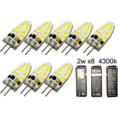 Ampoule LED, 8 unités, culot G4, 2W, 12V, 4300K, à intensité variable, pour un usage résidentiel, commercial ou en remplacement des sources lumineuses conventionnelles.-AquaForge (1/4)