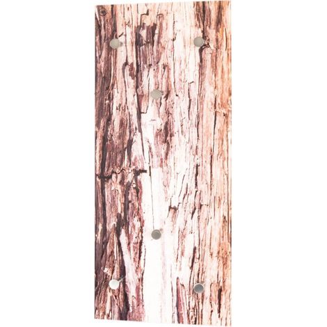 Patère Murale 6 Crochets "Écorce Bois" 70cm Naturel (1/2)