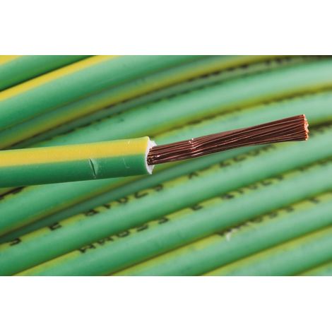 Fil électrique RS PRO, 50 2,5 mm² 13 AWG, 750 V, Zéro halogène Vert/Jaune, 100m ( Prix pour Bobine de 100 Mètres )