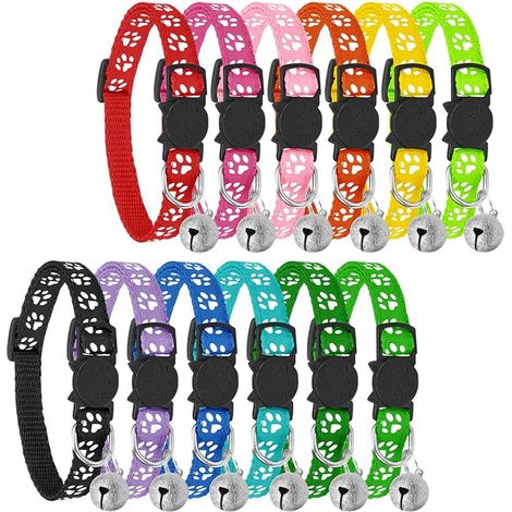 PetGens Collier pour Chats Antiestranglement Réglable Réfléchissant avec Clochette et Boucle de Sécurité, Libération Rapide, Kit de 12 Pièces (1/5)