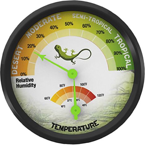 Thermomètre-hygromètre de haute qualité pour reptiles, idéal pour terrarium et cage. Étanche, précis et doté d'un cadran clair et résistant aux chocs. (1/5)