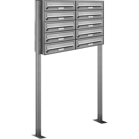 10er Edelstahl Stand Briefkasten Anlage Freistehend (1/5)