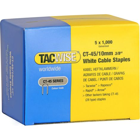 Tacwise 0353 Punti per Cavi CT-45 da 10 mm con Finitura in Bianco, Argento