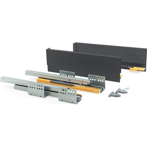 Emuca Concept Außenschublade 30 kg, Höhe 138 mm, Tiefe 500 mm, Stahl, Anthrazitgrau