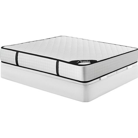 Ensemble 180 x 200 cm sommier coffre blanc + matelas ressorts ensachés 7 zones et mémoire de forme ép.22cm - LUREAN de YSMÉE