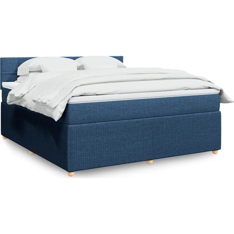 Boxspringbett mit Matratze Blau 180x200 cm Stoff (1/5)
