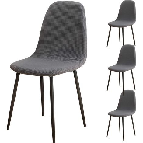 Set of 4 modern and retro jacquard dining chair covers with high back for kitchen, living room, dining room, bar, cafe (Grey) (1/5)
