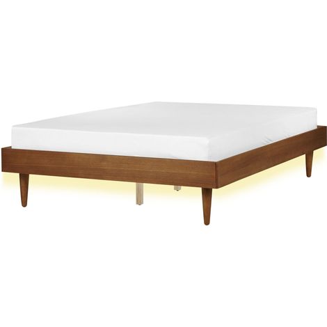 Bett mit LED TOUCY 140 x 200 cm Braune Esche