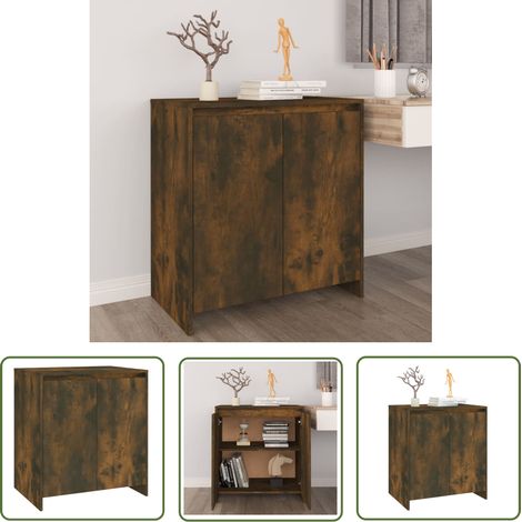 The Living Store Sideboard Räuchereiche 70x41x75 cm Holzwerkstoff - Sideboard - Wohnwand - Regal - TV Stand - Holzmöbel (1/5)