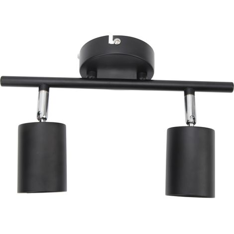 LED-Schienenbeleuchtungsset mit 2 Strahlern, 25 cm Schiene, 90° verstellbar, kompatibel mit 2 GU10-Leuchtmitteln für die Deckenbeleuchtung. (1/5)