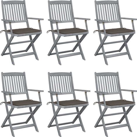 Klappbare Gartenstühle 6 Stk. mit Sitzkissen Massivholz Akazie