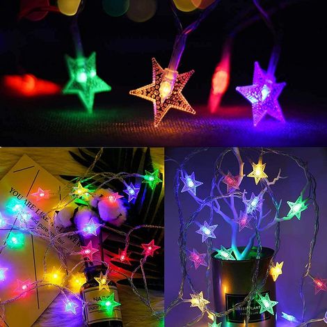 1 Guirlande lumineuse, 6 LED blanc chaud, fil transparent 27 cm, avec ventouse, pour fenêtre, Noël, mariage (1/5)