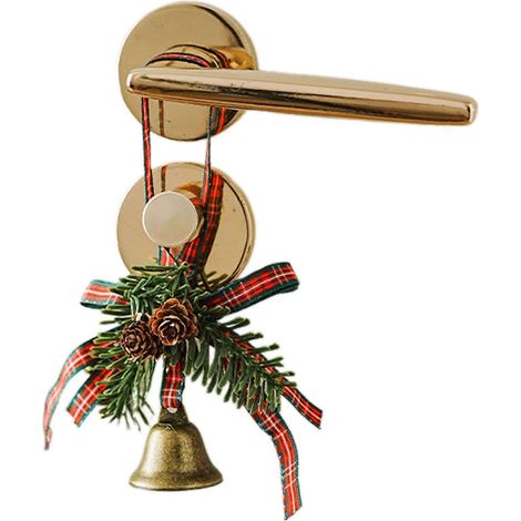 Pendentif élégant en velours avec nœud papillon et clochettes en forme de pomme de pin - Charmant petit ornement pour sapin de Noël et décoration de maison pour les fêtes de fin d'année (1/5)