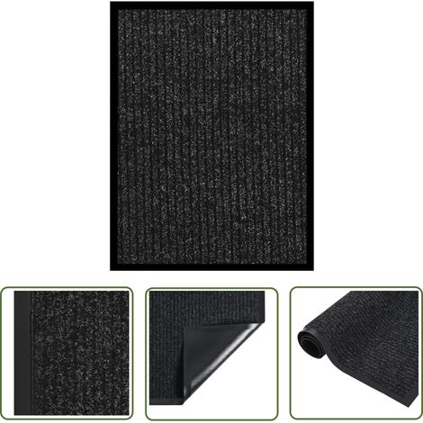 The Living Store Paillasson rayé Anthracite 40x60 cm - Tapis D'entrée - Paillasson Intérieur - Paillasson Extérieur - Tapis Absorbant - Tapis Antidérapant (1/5)
