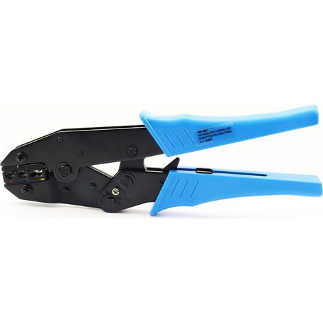 Ratschen-Crimpzange HS-30J, isolierte Crimpzange für Kabelschuhe, für Drähte mit einem Querschnitt von 1–2,5–6 mm² (20–10 AWG), blau (1/5)