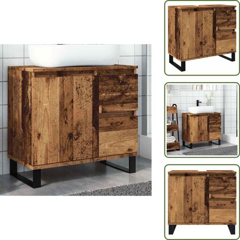 vidaXL Waschbeckenunterschrank Altholz-Optik 65x33x60 cm Holzwerkstoff (1/5)