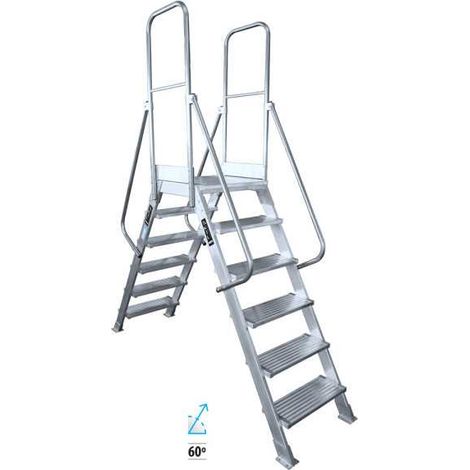 Pasarela de doble acceso de 60 Grados MAX de 5 peldaños con plataforma de 60x60 cm marca KTL (1/3)