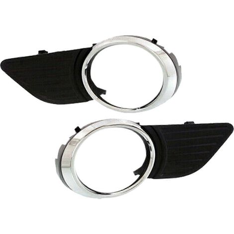 1 paire de grilles de protection chromées pour feux antibrouillard avant de pare-chocs Toyota - Noir et argent plaqué - (1/5)
