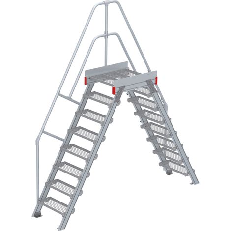 Euroline 512 Überstieg 60° 600mm Stufenbreite 2x8 Stufen Stahl Gitterrost