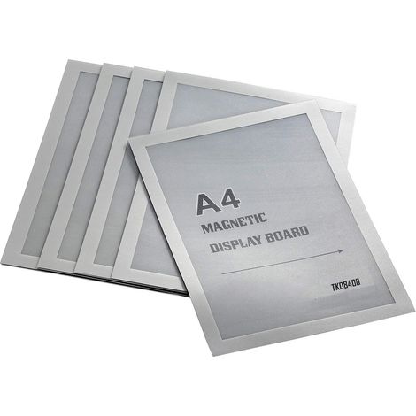 Cadre Informations A4 - Fermeture Magnétique Sur 3 Côtés - Poche Insertion Rapide - Film Anti-reflet - Adhésif Renforcé - Pour Surface Lisse Intérieure - Lot de 5 (1/5)